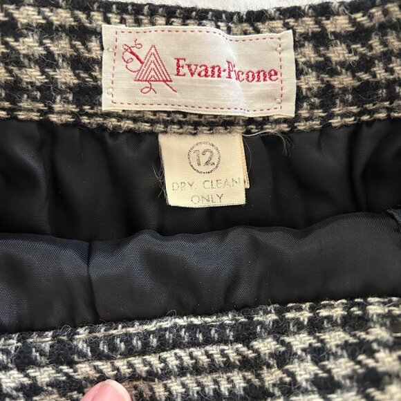 Evan-Picone Skirt Plaid SZ12 100% Wool High-Waist Pleated Union 1980s Vintage - Picture 6 of 9